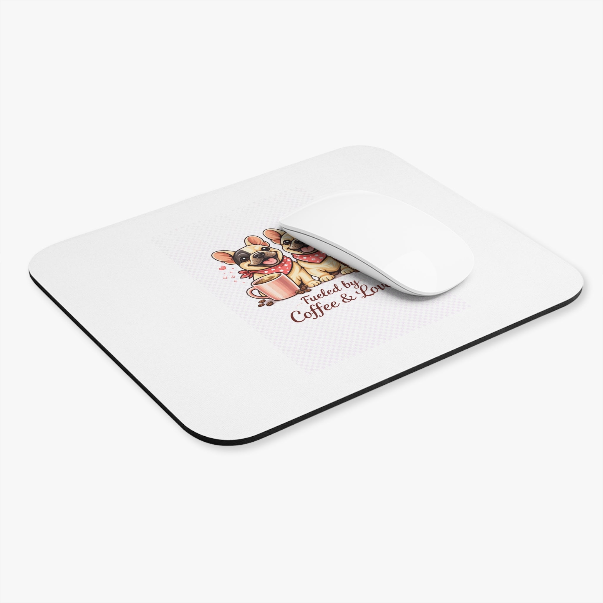 Fueled by Coffee and Love Cute French Bulldog Desk Mat